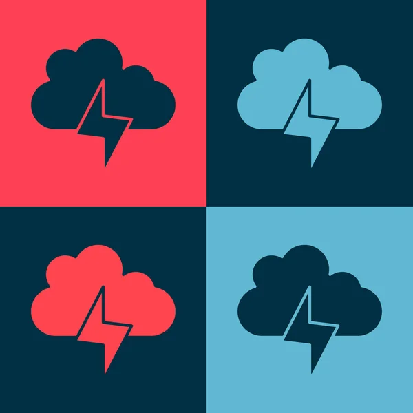 Pop Art Storm Εικονίδιο Απομονώνονται Στο Χρώμα Φόντο Σύννεφα Και — Διανυσματικό Αρχείο
