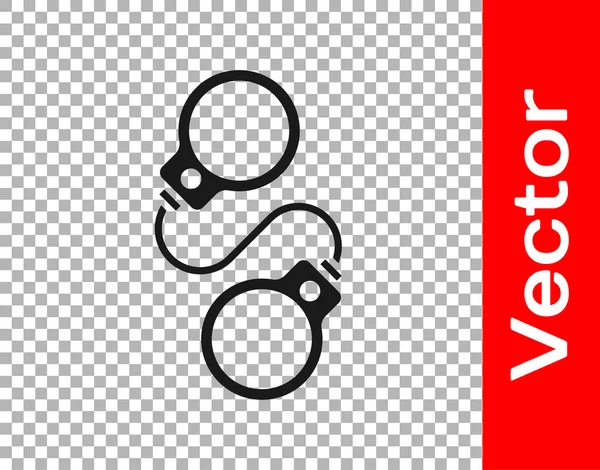 Menottes Noires Icône Isolée Sur Fond Transparent Vecteur — Image vectorielle