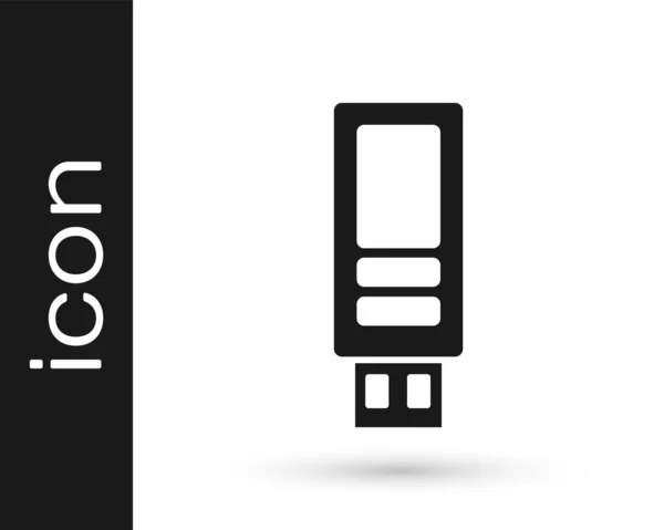 Siyah Usb Flash Disk Simgesi Beyaz Arkaplanda Izole Edildi Vektör — Stok Vektör