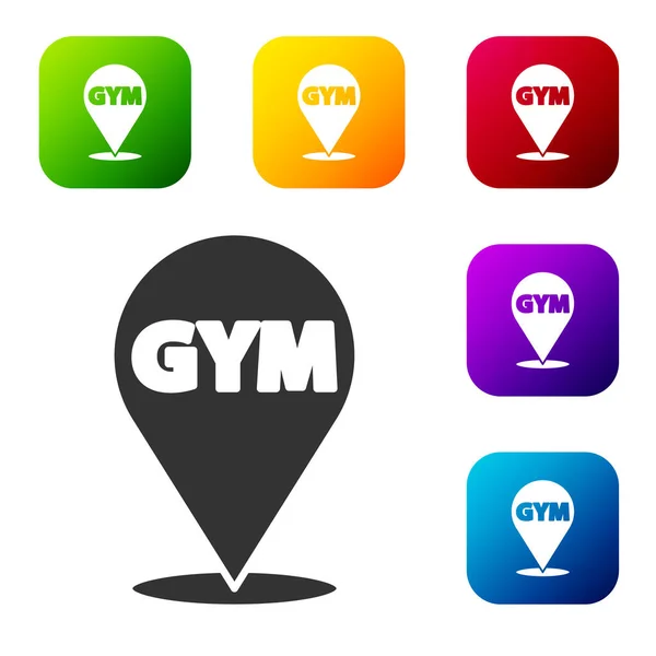 Icono Gimnasio Black Location Aislado Sobre Fondo Blanco Establecer Iconos — Vector de stock