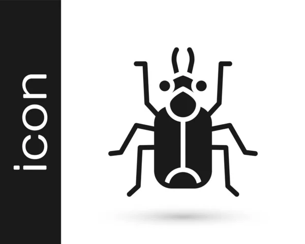 Black Beetle Bug Icon Isolated White Background Vector — Stock Vector