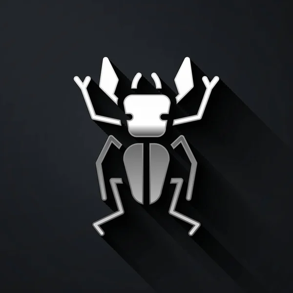 Icono Ciervo Escarabajo Plateado Aislado Sobre Fondo Negro Escarabajo Con — Archivo Imágenes Vectoriales