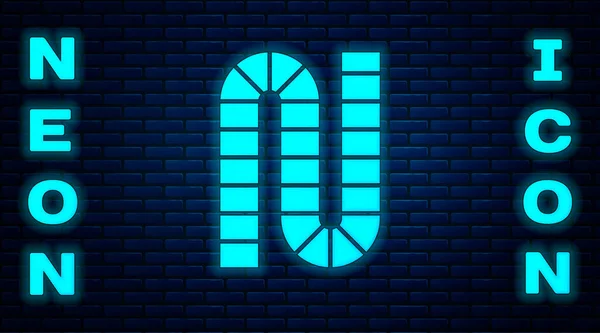 Светящийся Значок Неоновой Доски Игры Изолирован Фоне Кирпичной Стены Вектор — стоковый вектор