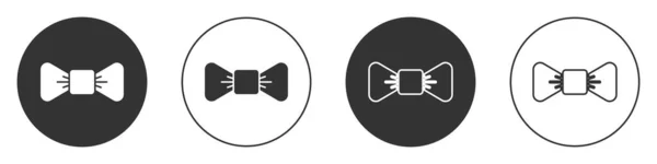 Ikona Black Bow Tie Odizolowana Białym Tle Okrągły Przycisk Wektor — Wektor stockowy