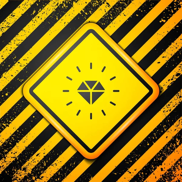 Black Diamond Symbol Isoliert Auf Gelbem Hintergrund Schmuck Symbol Edelstein — Stockvektor