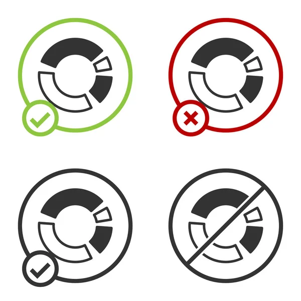 Svart Paj Diagram Infographic Ikon Isolerad Vit Bakgrund Diagramskylt Cirkelknappen — Stock vektor