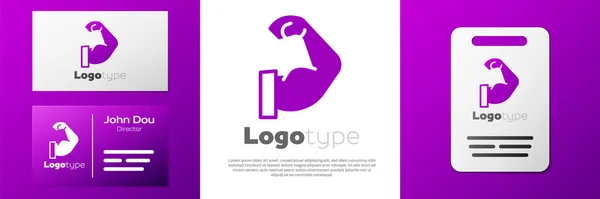 Logotipo Culturista Mostrando Sus Músculos Icono Aislado Sobre Fondo Blanco — Vector de stock