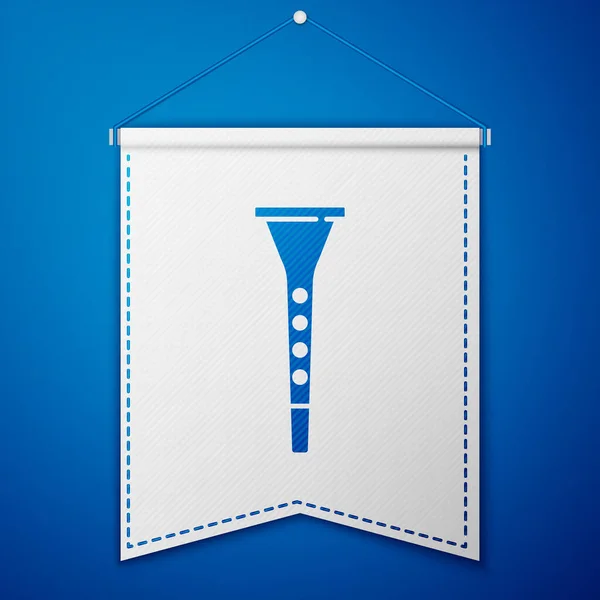 Blaues Klarinettensymbol Isoliert Auf Blauem Hintergrund Musikinstrument Weiße Wimpelvorlage Vektor — Stockvektor