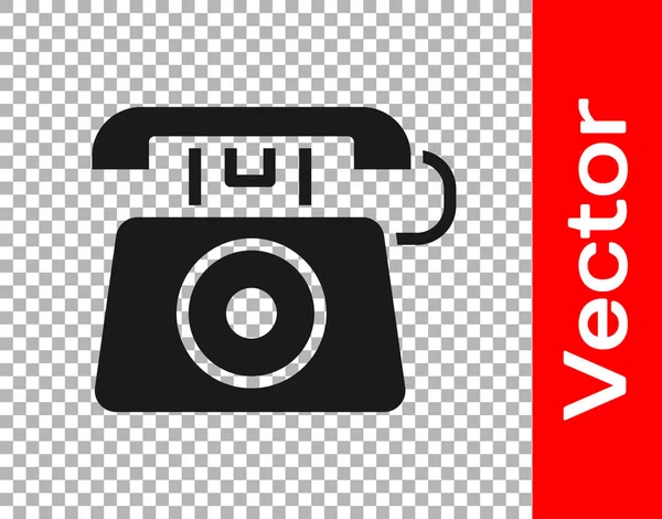 Téléphone Noir Avec Appel Urgence 911 Icône Isolée Sur Fond — Image vectorielle