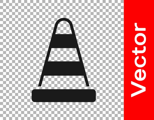 Black Traffic Cone Icon Isolated Transparent Background Vector — Stock Vector