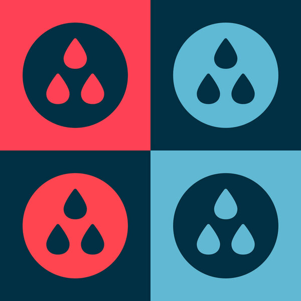 Pop art Water drop icon isolated on color background.  Vector.