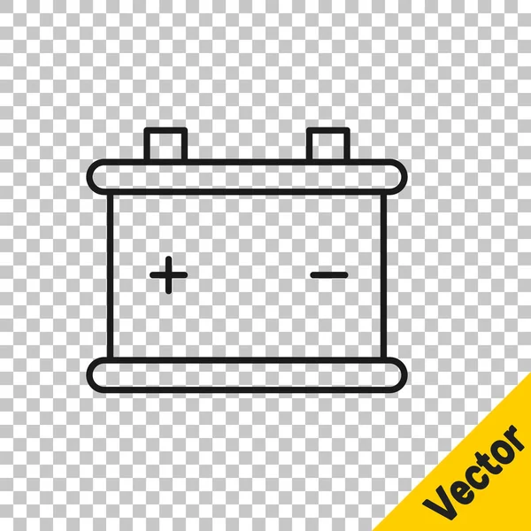 Línea Negra Icono Batería Coche Aislado Sobre Fondo Transparente Acumulador — Vector de stock