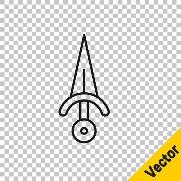 Schwarze Linie Dolch Symbol Isoliert Auf Transparentem Hintergrund Messerikone Schwert — Stockvektor