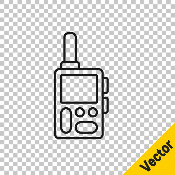 Black Line Walkie Talkie Icon Isolated Transparent Background Portable Radio — Stock Vector