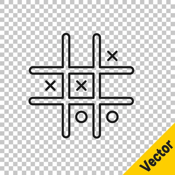 Schwarze Linie Tic Tac Toe Spiel Symbol Isoliert Auf Transparentem — Stockvektor