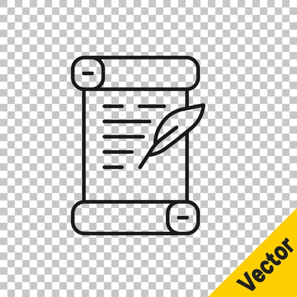 Schwarze Linie Dekret Papier Pergament Scroll Symbol Auf Transparentem Hintergrund — Stockvektor