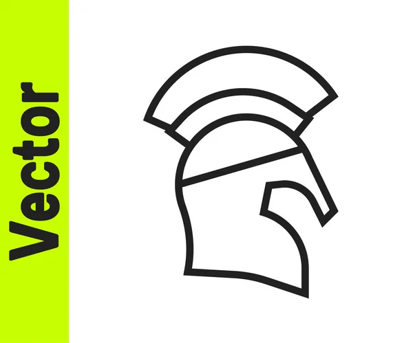 Черная Линия Греческого Шлема Значок Изолирован Белом Фоне Антикварный Шлем — стоковый вектор