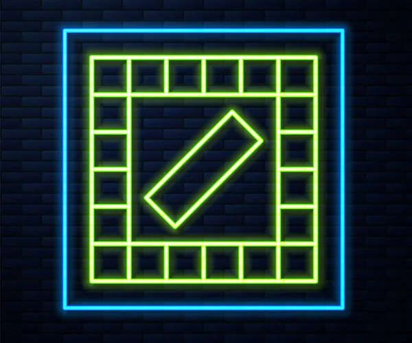 Zářící Neon Line Desková Hra Ikona Izolované Cihlové Zdi Pozadí — Stockový vektor