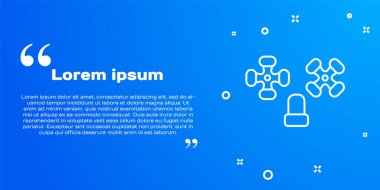 Beyaz çizgi su musluğu simgesi mavi arkaplanda izole edildi. Vektör.