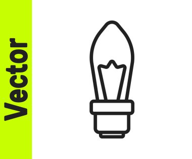 Fikir ikonu kavramına sahip siyah çizgi ampulü beyaz arkaplanda izole edildi. Enerji ve fikir sembolü. İlham konsepti. Vektör.