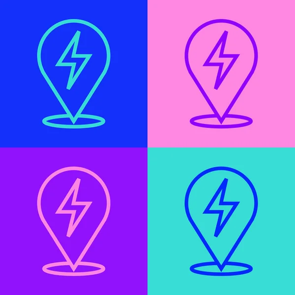 Pop Art Line Lightning Bout Pictogram Geïsoleerd Kleur Achtergrond Flash — Stockvector
