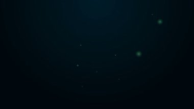 Parlayan neon hattı gaz maskesi simgesi siyah arkaplanda izole edildi. Solunum cihazı işareti. 4K Video hareketli grafik canlandırması