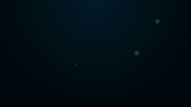 Parlayan neon hat kamera ikonu siyah arkaplanda izole edildi. 4K Video hareketli grafik canlandırması