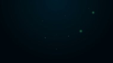 Parlayan neon hattı gaz maskesi simgesi siyah arkaplanda izole edildi. Solunum cihazı işareti. 4K Video hareketli grafik canlandırması