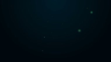 Parlayan neon çizgisi boya kutusu simgesi siyah arkaplanda izole edildi. 4K Video hareketli grafik canlandırması