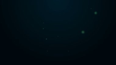 Parlayan neon hattı gaz maskesi simgesi siyah arkaplanda izole edildi. Solunum cihazı işareti. 4K Video hareketli grafik canlandırması