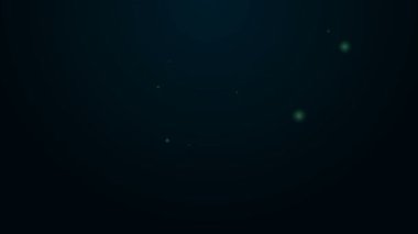 Parlayan neon hattı biber gazı ikonu siyah arkaplanda izole edilmiş. OC gazı. Capsicum nefsi müdafaa spreyi. 4K Video hareketli grafik canlandırması