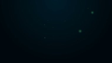 Parlayan neon hattı El bombası ikonu siyah arka planda izole edildi. Bomba patlaması. 4K Video hareketli grafik canlandırması