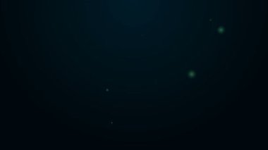 Parlayan neon hattı Polis saldırı kalkanı ikonu siyah arka planda izole edildi. 4K Video hareketli grafik canlandırması
