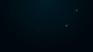 Parlayan neon hattı gaz maskesi simgesi siyah arkaplanda izole edildi. Solunum cihazı işareti. 4K Video hareketli grafik canlandırması