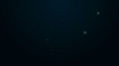 Parlayan neon hattı El bombası ikonu siyah arka planda izole edildi. Bomba patlaması. 4K Video hareketli grafik canlandırması