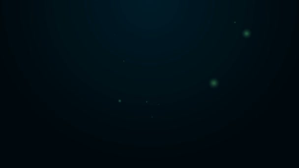 Светящийся неоновый конфетный леденец петушок на иконке палочки, выделенной на черном фоне. Видеографическая анимация 4K — стоковое видео