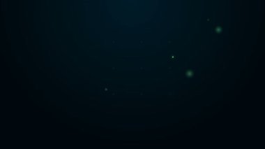 Parlayan neon çizgisi, siyah arkaplanda izole edilmiş çikolata çubuğu simgesi. 4K Video hareketli grafik canlandırması