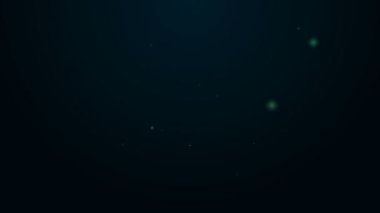 Parlayan neon çizgisi Böcek böcek simgesi siyah arkaplanda izole edildi. 4K Video hareketli grafik canlandırması
