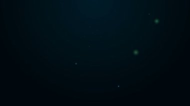 Parlayan neon çizgisi Böcek böcek simgesi siyah arkaplanda izole edildi. 4K Video hareketli grafik canlandırması