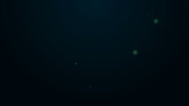 Parlayan neon hattı Larva böcek ikonu siyah arkaplanda izole edildi. 4K Video hareketli grafik canlandırması