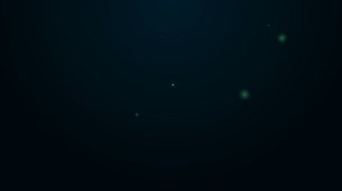 Parlayan neon çizgisi Böcek böcek simgesi siyah arkaplanda izole edildi. 4K Video hareketli grafik canlandırması