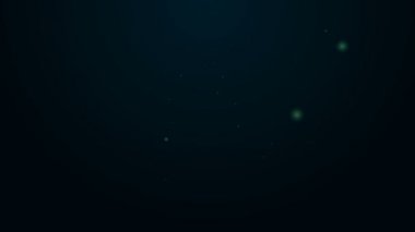 Parlayan neon hattı Böcek geyiği simgesi siyah arka planda izole edildi. Boynuzlu böcek. Büyük böcek. 4K Video hareketli grafik canlandırması