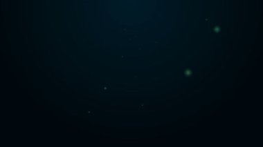 Parlayan neon çizgisi simgesi siyah arkaplanda izole edildi. Tatlı doğal yemek. Bal arısı ya da kanat sembollü apis. Uçan böcek. 4K Video hareketli grafik canlandırması