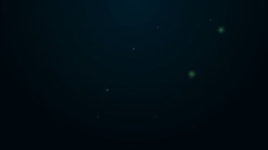 Parlayan neon hattı Roma askeri miğfer ikonu siyah arka planda izole edildi. 4K Video hareketli grafik canlandırması