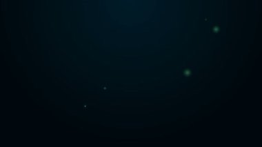 Parlayan neon hattı. Yer ikonundaki insan kafatası. Siyah arka planda izole edilmiş. 4K Video hareketli grafik canlandırması