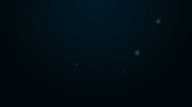 Parlayan neon çizgisi bumerang simgesi siyah arkaplanda izole edildi. 4K Video hareketli grafik canlandırması