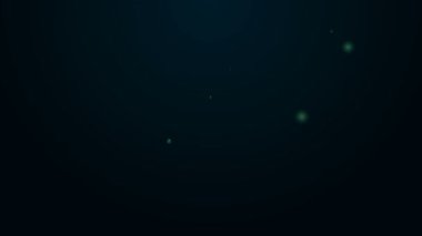 Parlayan neon hattı Tumbler oyuncak ikonu siyah arka planda izole edildi. 4K Video hareketli grafik canlandırması