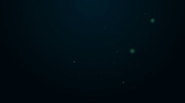 Parlayan neon hattı Antik Yunan trireme ikonu siyah arkaplanda izole edildi. 4K Video hareketli grafik canlandırması