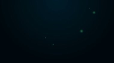Parlayan neon hattı zeytin dalı simgesi siyah arkaplanda izole edildi. 4K Video hareketli grafik canlandırması