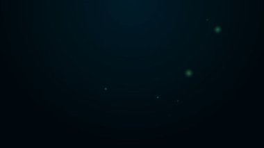 Parlayan neon hattı Truva atı simgesi siyah arka planda izole edildi. 4K Video hareketli grafik canlandırması